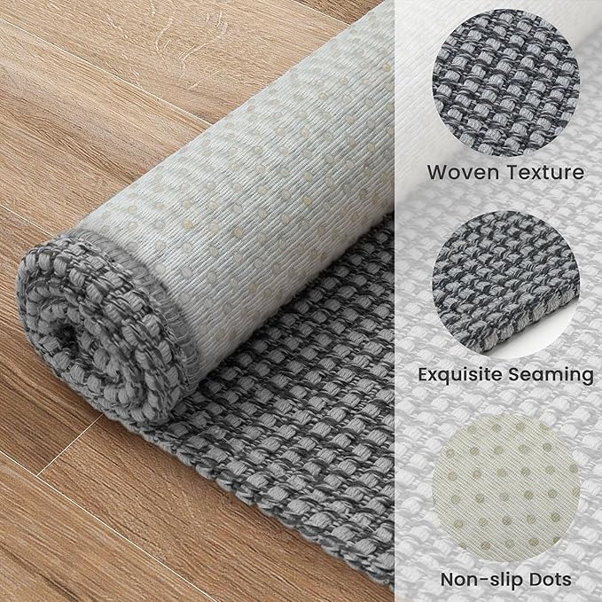EARTHALL Runner Rug 3x18 Ft Washable Runners for Hallways Extra Long Woven Non Slip Entryway Runner Braided Kitchen Runner Indoor Outdoor Carpet Runners for Hotels, Officel, Stair, Dark Gray