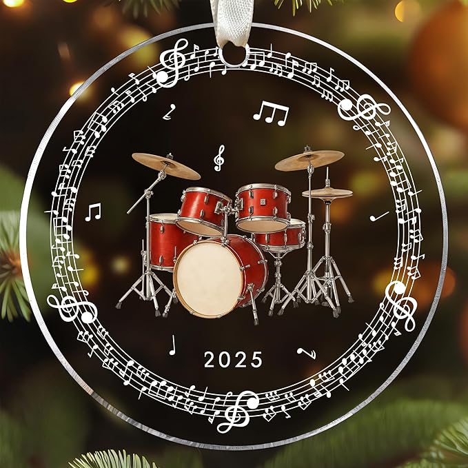 Drum Ornaments - Drum Christmas Ornament - Music Ornaments for Christmas Tree - Drummer Gifts for Music Lovers, Players, Girls, Boys, Drummers - Drummer Themed Gifts - Acrylic Ornament 2025