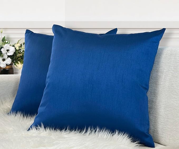 Aiking Home 24x24 Inches Faux Silk Square European Shams, Zipper Closure, Royal (Set of 2)