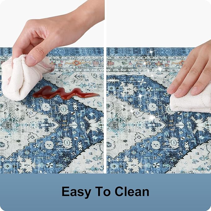 Collive Boho Kitchen Rugs Set of 2 Non Skid Kitchen Mats for Floor Cushioned Anti Fatigue Kitchen Floor Mats Waterproof Comfort Heavy Duty Foam Mats for Standing Desk Sink Laundry, 17"x30"+17"x59"