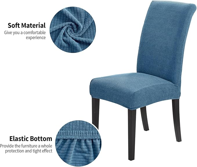 Joccun Chair Covers for Dining Room Set of 2, Chair Slipcovers Stretch Dining Room Chair Covers Seat Protector,Washable Parsons Chair Cover for Home,Hotel,Banquet(Dark Blue,2 Pack)