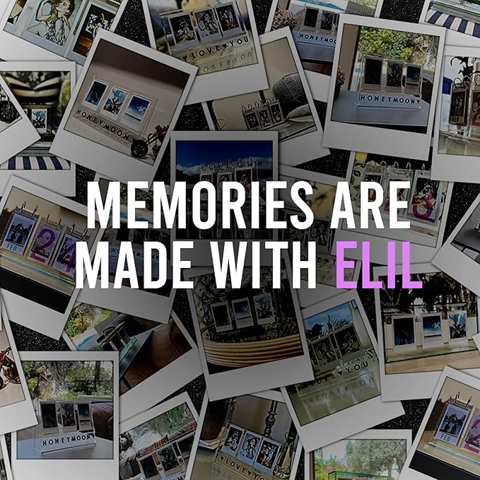 Elil Polaroid & Fujifilm Instax Frame – Clear Acrylic Floating Picture Frame 11.8" x 10.2" Holds 8x10 Photo or 12 Instax Mini Polaroid Go Prints Double-Sided Collage Display for Wedding & Graduation