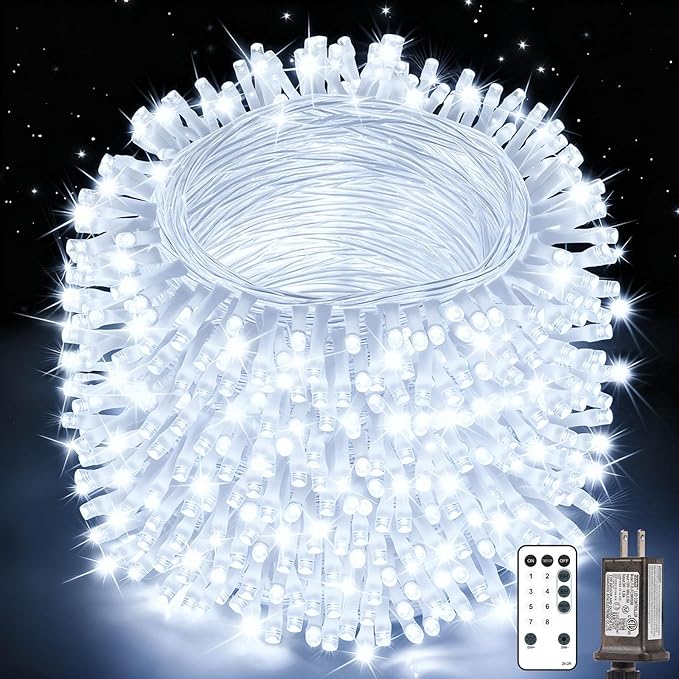Christmas Lights String Outdoor Indoor, Cold White 403FT 1200 LED Xmas Tree Decorations Lights,Plug in Twinkle Fairy Light with Remote Timer for Room Yard Holiday Party Wedding Camping Decor