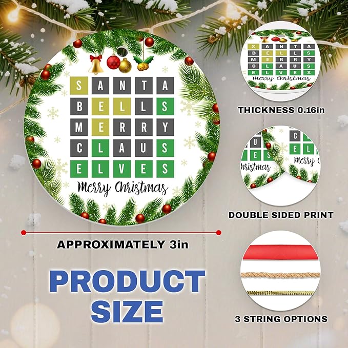 Wordle Chrismas Ornament - Funny Word Board Game Xmas Gifts for Gamers, Puzzle Challenge Lovers, Holiday Decoration 2025