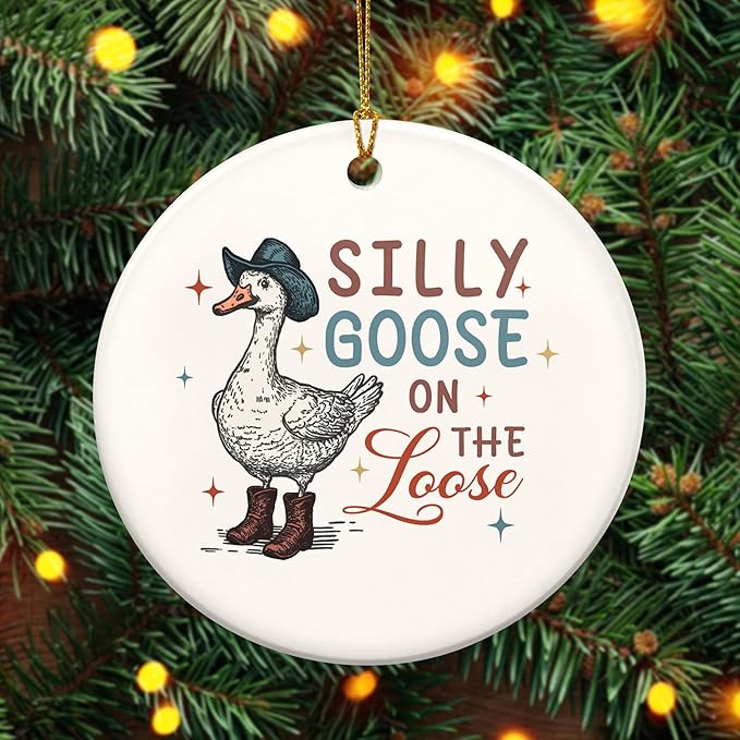 TEEZWONDER Christmas Funny Gifts for Women - Ceramic Christmas Ornaments 2025 for Xmas Decorations - Silly Goose Gifts for Mom Sister Friends, White Elephant Gift for Adults, Stocking Stuffers