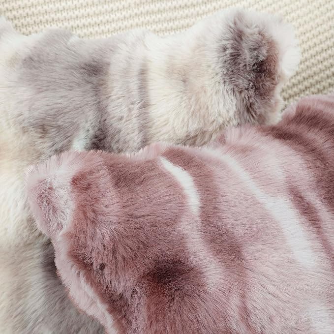 MADIZZ Pack of 2 Thick Plush Wool Throw Pillow Covers 24x24 Inch Pink Soft Neutral Decorative Throw Pillows Accent Boho Cushion Covers for Couch Sofa Bedroom Pillow Shell