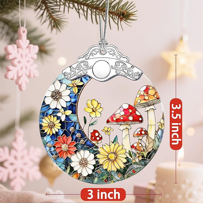 Christmas Ornaments: Stained Glass Ornament, Christmas Tree Ornament, Hanging Ornaments for Home Decor & Xmas Tree Decorations – Exquisite Holiday Decor, Gifts & Holiday Present - Mushroom