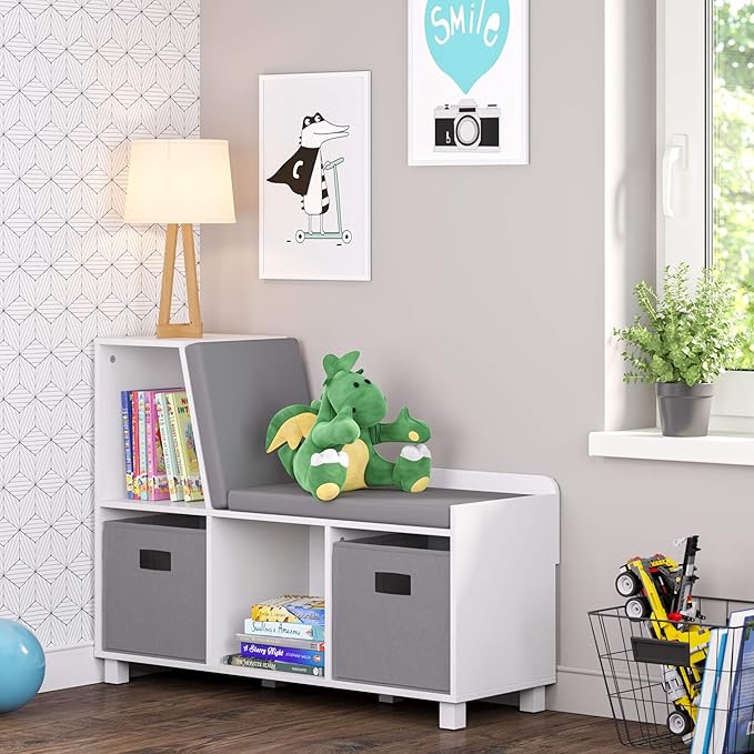 RiverRidge Folding Storage Bins with Handles Gray Cube Storage Organizer for Closet, Bedroom & Playroom - Closet Organizers and Storage Set of 4