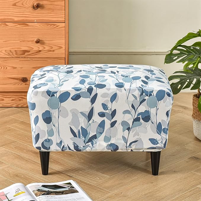 Eco-Ancheng Stretch Ottoman Cover Rectangular Storage Ottoman Slipcover Footrest Stool Covers Ottoman Slipcovers for Foot Stool with Nonslip Elastic Bottom (5,XX-Large)