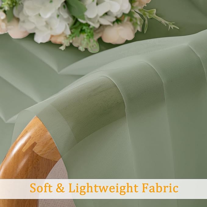 Gwine Sage Green Sheer Curtains 72 Inches Long 2 Panels Set for Front Door, Light Filtering Sheer Curtains for Living Room, Lightweight Rod Pocket Window Treatments Drapes, Each 42" Wx72 L