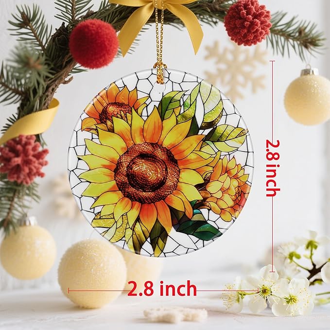 Vibrant Sunflower Christmas Ornaments: Christmas Decorations for Tree & Holiday Decor – Holiday Presents, Gift Ideas for Friends, Coworker, Gardener, and Sunflower Lover