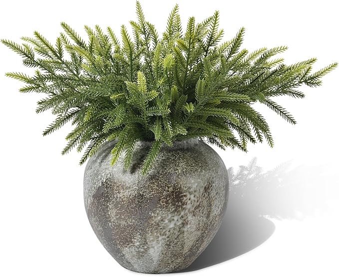 30 PCS Real Touch Christmas Norfolk Pine Stems Branches, 13 Inch Soft Droopy Artificial Greenery Pine Picks Faux Greenery Stems for Table Garland Wreath Mantel Holiday Indoor Home Decor