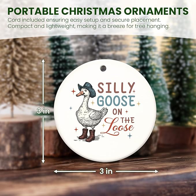 TEEZWONDER Christmas Funny Gifts for Women - Ceramic Christmas Ornaments 2025 for Xmas Decorations - Silly Goose Gifts for Mom Sister Friends, White Elephant Gift for Adults, Stocking Stuffers