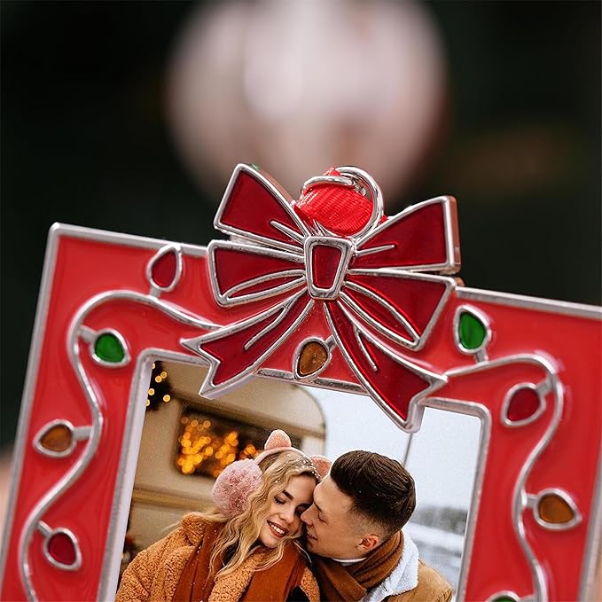2023 Red Picture Frame Ornament, Mr & Mrs Couples Family Christmas Tree Photo Frame Ornament Decor Romantic Couples Gifts Ideas Table or Xmax Tree Two Ways Using (Red 3)