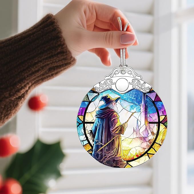 Stained Glass Ornament, Christmas Ornaments, Christmas Decorations for Tree, Holiday Decor, Holiday Party Gifts, Gift Ideas & Xmas Gift - Witch
