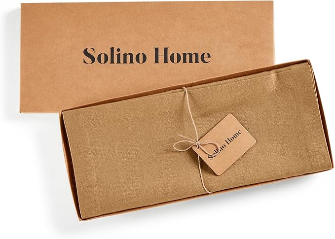 Solino Home Linen Table Runner 72 Inches Long - 100% Pure Linen Tobacco Brown Table Runner 14 x 72 Inch - Diana Medium Weight
