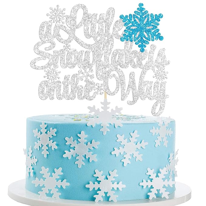 Gyufise 1 Pack A Little Snowflake is on the Way Cake Topper Glitter Winter Baby Shower Cake Topper Gender Reveal Cake Decorations for Winter Onederland Baby Shower Christmas Party Decoration