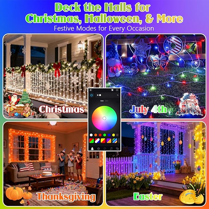2025 New 51FT 120LED Smart Color Changing Christmas String Lights Outdoor App Control RGB LED String Lights with Remote & Timer, Waterproof Twinkle Christmas Tree Lights Indoor for Holiday Xmas Decor