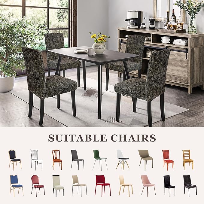 Sufdari Dining Chair Covers,Kitchen Chair Cover,Parsons Chair Slipcover,Spandex Chair Protectors for Dining Room Stretch Chairs Cover Set of 8 -Hemp Coffee