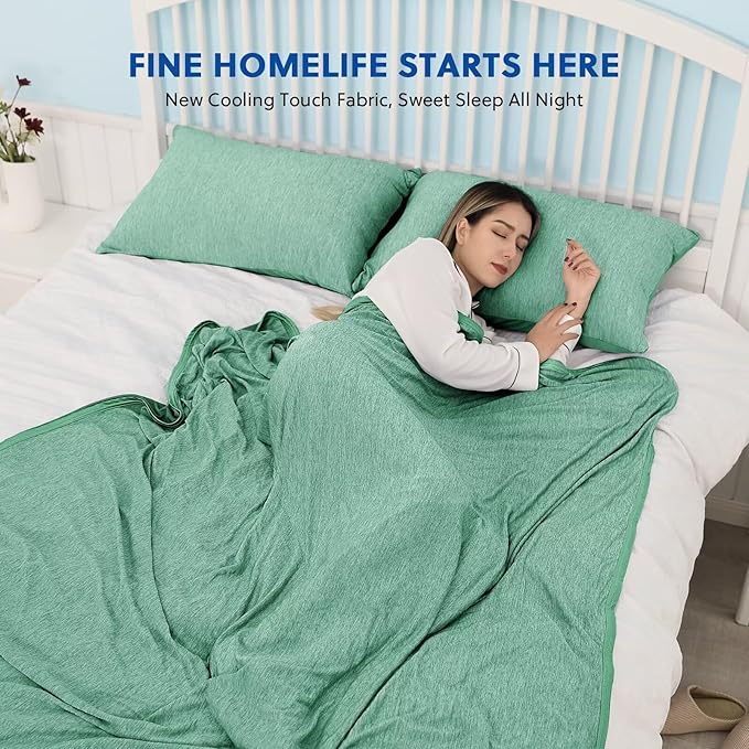 HOMFINE Cooling Blankets for Hot Sleepers - Summer Blanket Thin Lightweight Breathable Soft Double Side Enhanced Cooling for Bed Couch Sofa, Keep Cool for Night Sweats (Green, 108 x 90 inches)