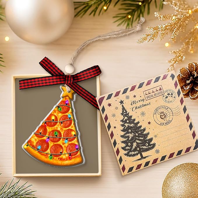 Pizza Ornament - Pizza Ornaments for Christmas Tree - Gifts for Pizza Lovers - Food Ornaments for Christmas Tree - Food Lovers Gifts for Women, Men - Acrylic Pepperoni & Cheese Pizza Ornament 2025