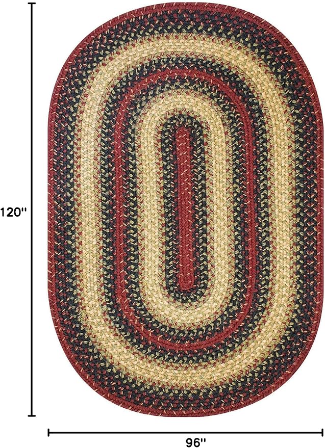Homespice Highland Jute Braided Rug 8x10' - Multicolor Oval Area Rug for Dining Room and Living Room, Country Decor