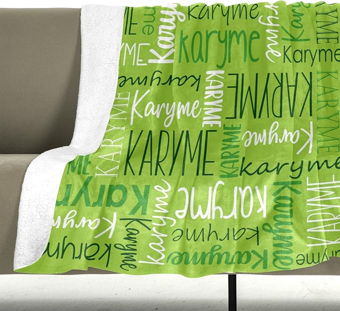 Personalized Blankets with Names Baby Gifts for Girls Boys Custom Soft Fleece and Sherpa Name Blanket for Kids and Adults Birthday for Daughter Son Granddaughter Grandson (Green)