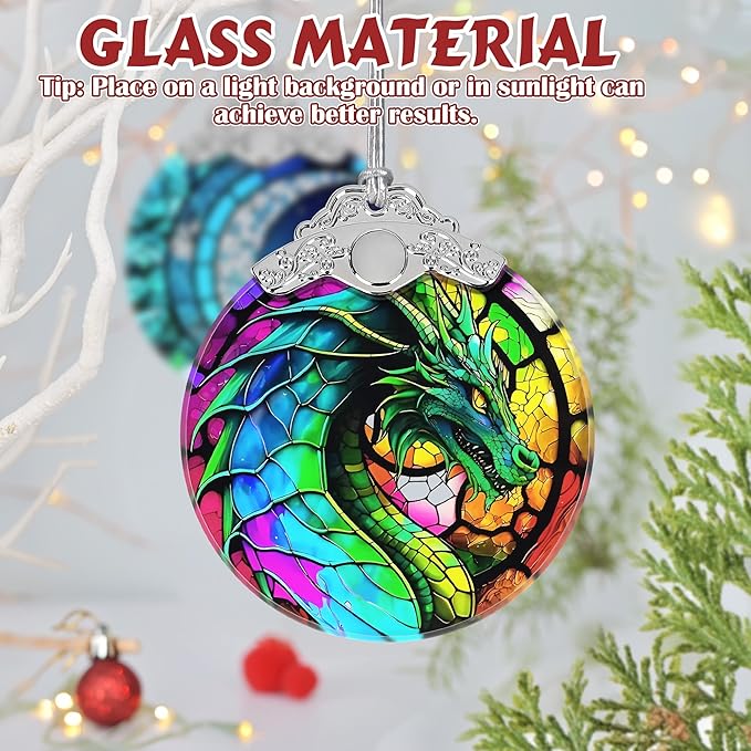 Dragon Ornament, Christmas Ornaments, Christmas Decorations for Tree, Stained Glass Ornament, Heirloom Keepsake, Gift Exchange, Gift Ideas, Bauble Present - Giant Dragon