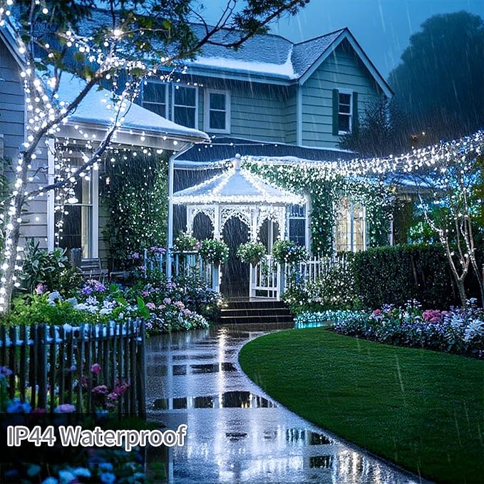 2 Pack 403 FT 1000 LED Christmas Lights Outdoor Fairy Lights Plug in Extra Long Clear Wire String Lights with Remote Timer 8 Modes for Outside House Tree Garden Wedding Party Decorations-Cool White