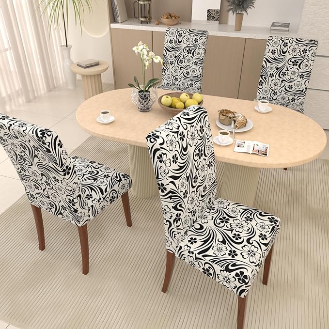 Stretch Dining Chair Covers Set of 2,Floral Print Chair Covers,Soft Removable Washable,Pet Friendly Furniture Protector,Universal Chair Slipcovers for Home, Kitchen,Ceremony Dining Room Seat