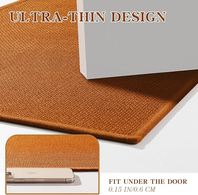 chakme Bathroom Rugs Mat 47x17, Ultra Thin Non Slip Bath Rug Runner Quick Dry Absorbent Bath Mat for Bathroom, (Orange, 47"x17")