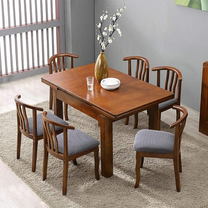 Genina Seat Covers for Dining Room Chair Seat Slipcovers Kitchen Chair Covers (Dark Gray, 6 Pcs)