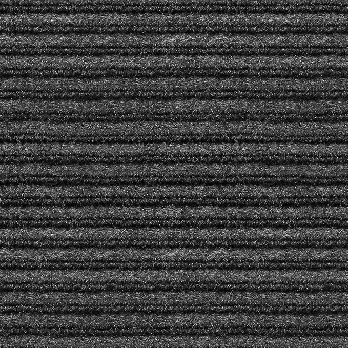 House, Home and More Indoor Outdoor Double-Ribbed Carpet Runner with Skid-Resistant Rubber Backing - Smokey Black - 4 Feet x 15 Feet