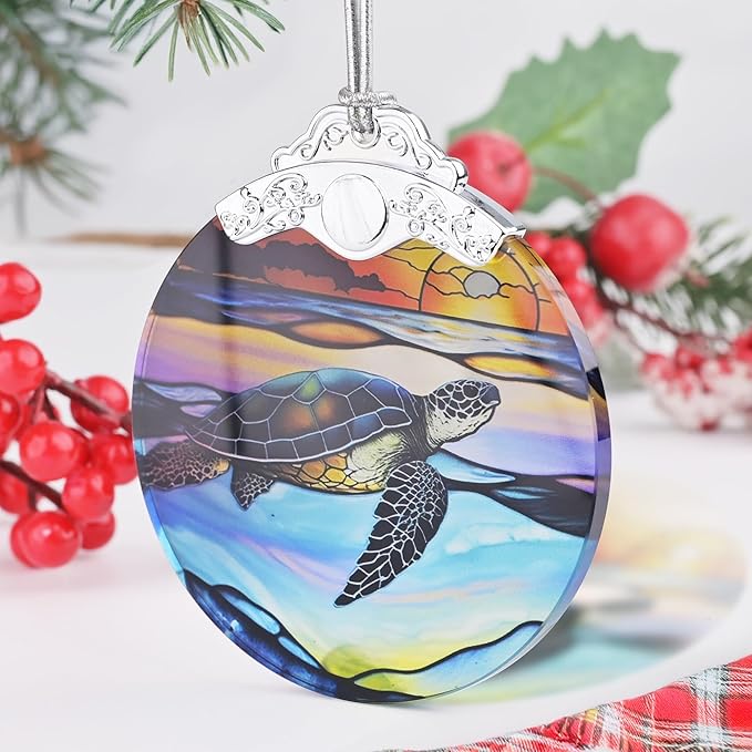 Sea Turtle Ornament, Christmas Ornaments, Christmas Decorations for Tree, Stained Glass Ornament, Heirloom Keepsake, Gift Exchange, Gift Ideas, Bauble Present