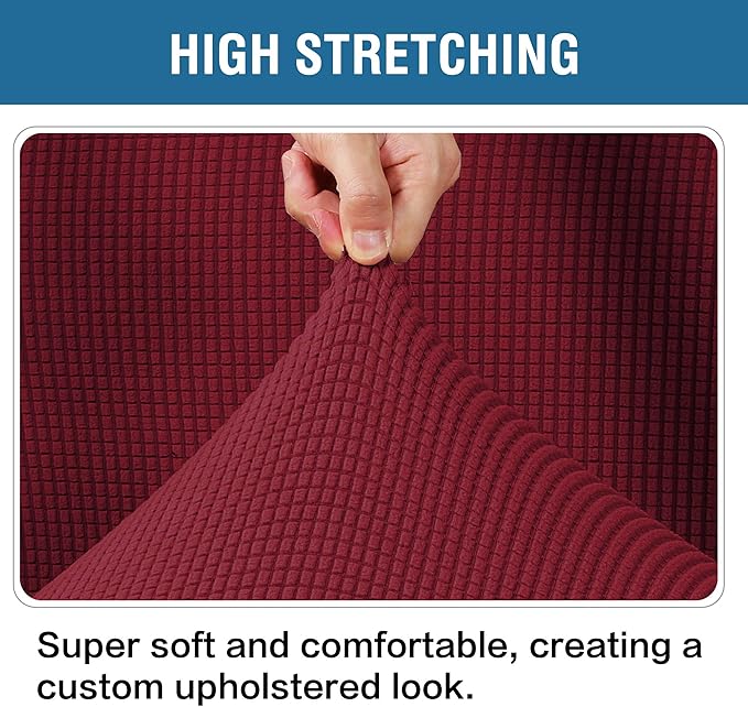 H.VERSAILTEX Ottoman and Sofa Seat Cushion Combined Cover Slipcover Rectangle Sofa Slipcover Fit Length 56'-75' Suitable for L Shaped Seat Cushion Cover or Chaise Part Cover Stretch Thick - Burgundy