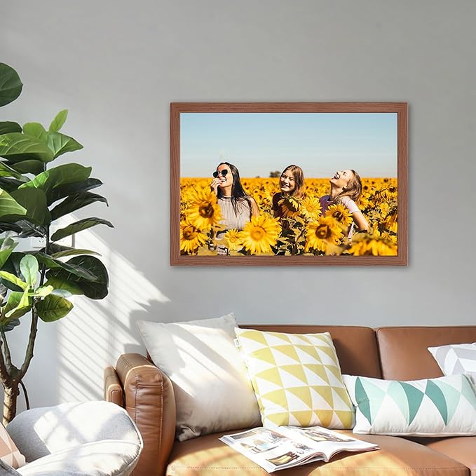 Framed Custom Your Canvas Wall Art Prints with Your Photos, Personalized Picture for Lover/Baby/Family/Pet Pictures Print 24x16In