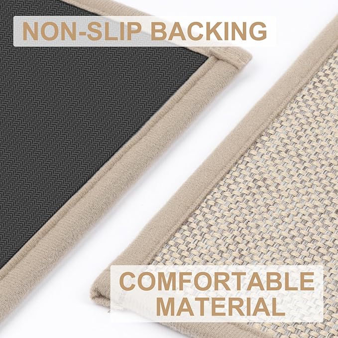 LEKEEPGO Door Mat 17"x29", Non Slip Door Mat Indoor Entrance, Rubber Backing Indoor Door mat Washable Absorbent Low-Profile Doormat Front Entryway Entry Resist Dirt Inside Door Mats, Khaki