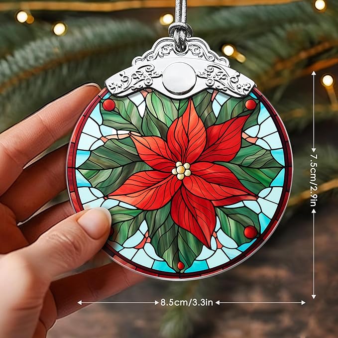 Touber Poinsettia Christmas Ornament, Christmas Ornaments for Tree, Christmas Tree Decor, Holiday Ornament