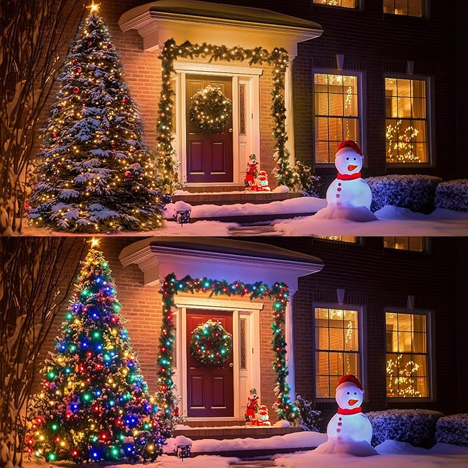 Outdoor Indoor String Lights Christmas 500LED Multicolor Fairy Lights Green Wire Dimmable with Remote Control, Waterproof Fairy Light for DIY Christmas Tree Bedroom Patio Party Decor