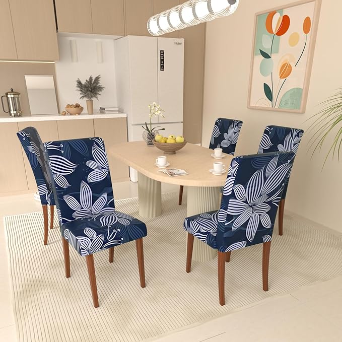 Stretch Dining Chair Covers Set of 2,Floral Print Chair Covers,Soft Removable Washable,Pet Friendly Furniture Protector,Universal Chair Slipcovers for Home, Kitchen,Ceremony Dining Room Seat