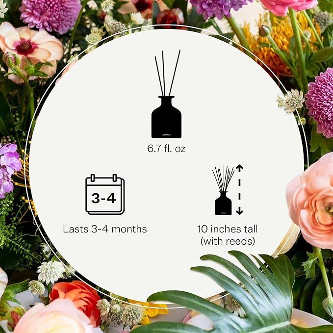 Apotheke Luxury Scented Reed Diffuser for Home, Hinoki Lavender - 6.7 Fl Oz Essential Oil Aromatherapy - 10 Rattan Scent Sticks Room Diffuser - Long-Lasting Fragrance for Bedroom, Home, Bathroom