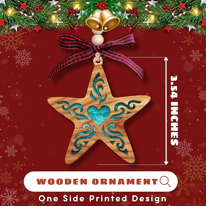 The Ripples of Kindness Starfish Ornaments, Starfish Ornaments - Starfish Christmas Ornament - Motivational Gifts, Positive Inspirational Energy Vibes Gifts for Women - Wood Ornament & Card