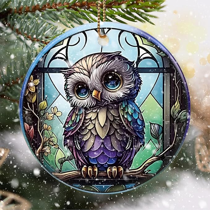 Touber Owl Christmas Ornament, Christmas Ornaments for Tree, Christmas Tree Decor, Holiday Ornament