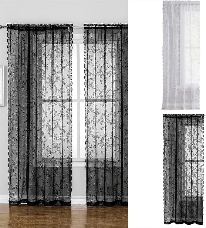 Soft Polyester Lace Curtain Breathable Sheer Window Covering Drape for Privacy and Light in Any Room Drape