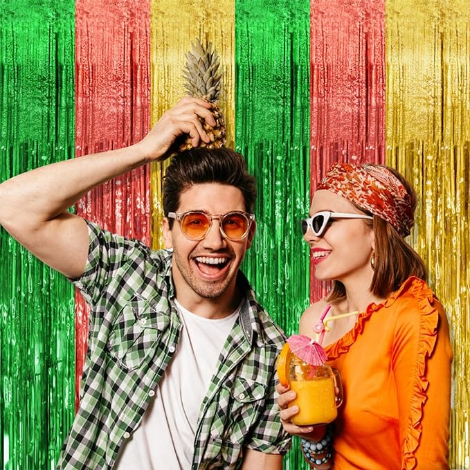 5 Pack Hawaii Backdrop Party Decorations Tinsel Curtain Summer Party Streamer Foil Fringe Birthday Decorations Photo Booth Vibrant Theme Christmas Beach Baby Shower Graduation Decor