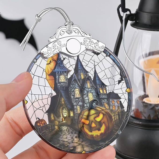 Stained Glass Decor - Christmas Ornaments - Christmas Tree Ornaments - Holiday Decorations - Gift Exchange - Gift Ideas - Gifts for Xmas (Haunted Mansion Town)