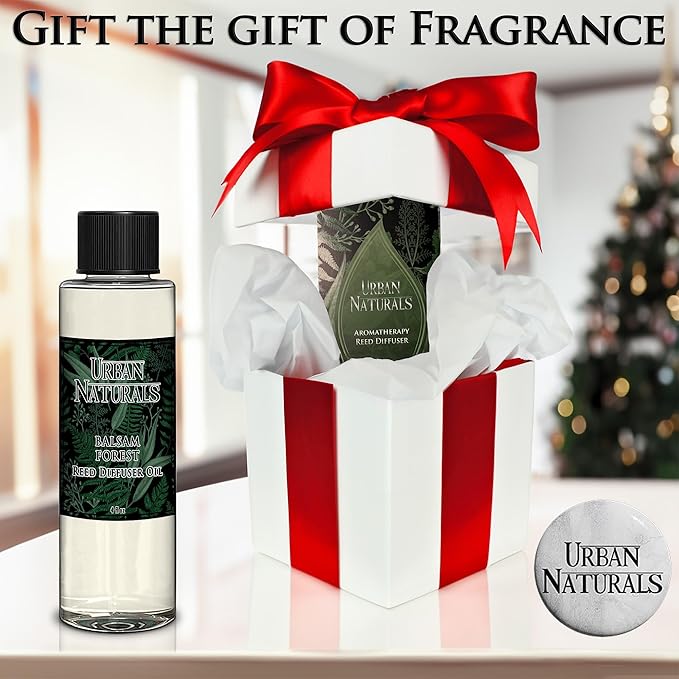 Urban Naturals Reed Diffuser Oil Refill Winter Eucalyptus, Crisp Eucalyptus, Mint, Spruce, Cedar, Essential Oils, 4 oz + Free Reed Sticks, Made in The USA