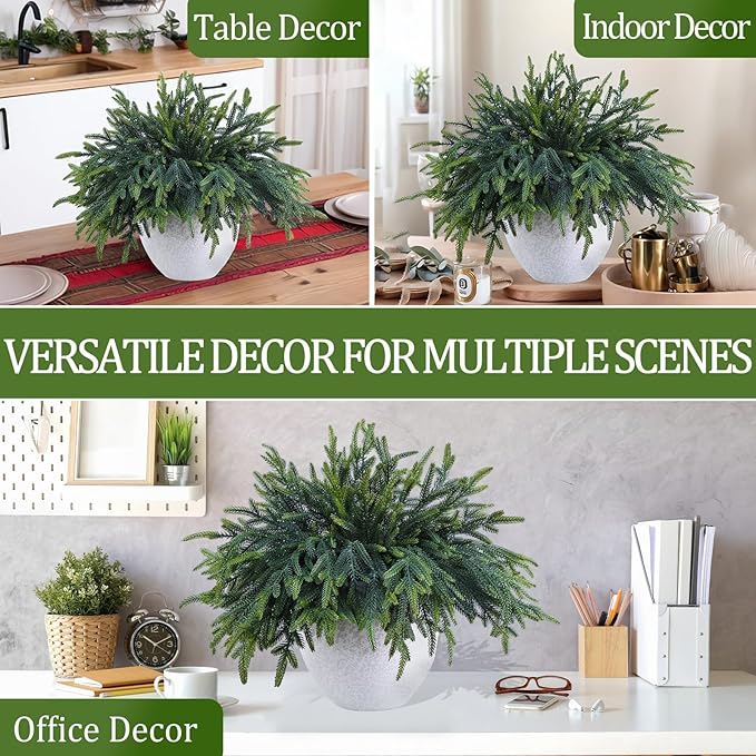 50 Pcs Pine Branches - Real Touch Artificial Pine Stems - Christmas Greenery Picks for DIY Wreaths Garlands Vase Arrangements, Indoor Outdoor Christmas Decor