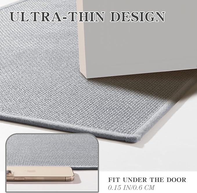 chakme Bathroom Rugs Mat 36x25, Ultra Thin Non Slip Bath Mat Large Quick Dry Absorbent Bath Mat for Bathroom Floor, (Light Grey, 36"x25")