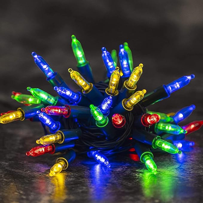 Dazzle Bright 50 LED Batter Operated Christmas Lights, 16 FT Waterproof Mini String Lights with 8 Modes for Xmas Indoor Outdoor Yard Garden Holiday Wedding Decorations (Multi Colored)